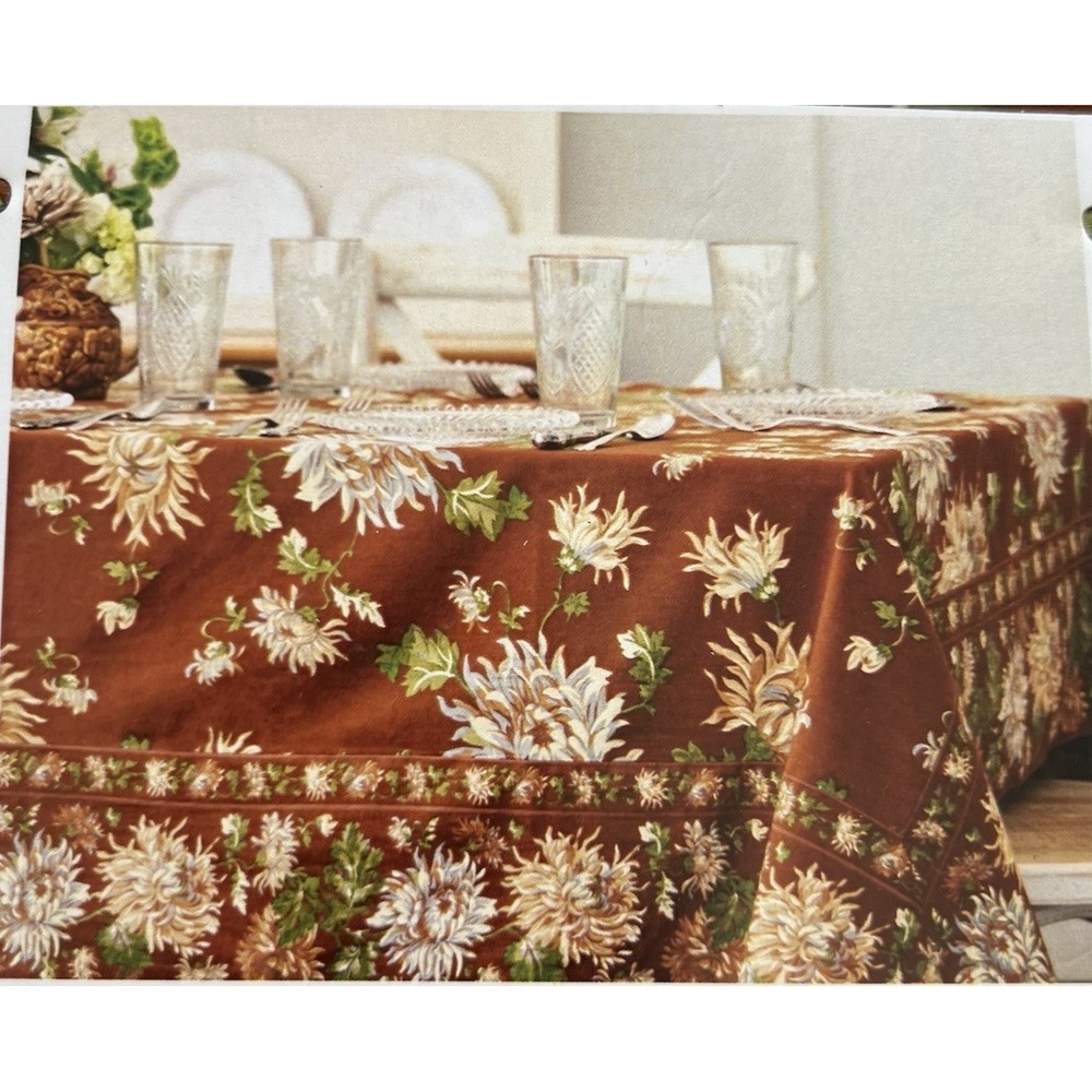 APRIL CORNELL Antoinette Autumn Fall Tablecloth Cotton 60"x84" Thanksgiving NEW